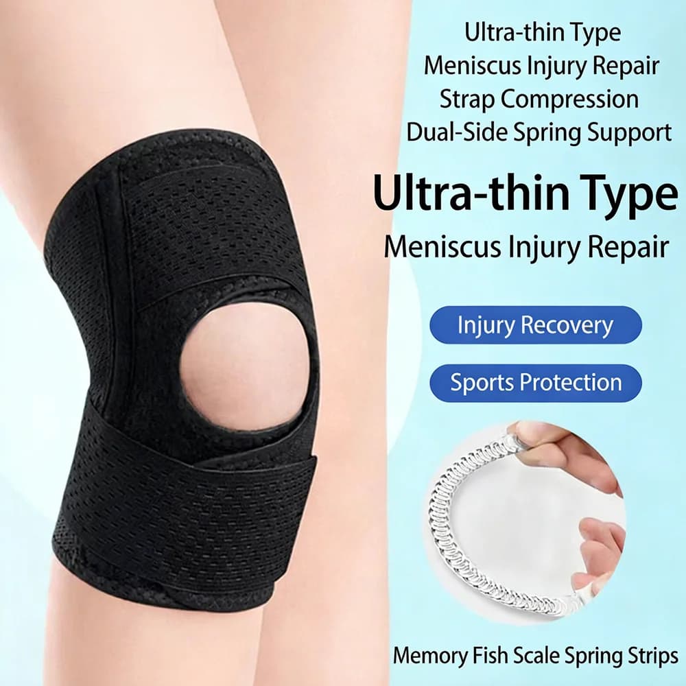 Supporto per Ginocchio in Silicone Traspirante con Tessuto a Rete Laterale per Alleviare il Dolore al Ginocchio, Lesioni al Menisco, Distorsioni del Legamento Crociato Anteriore e Supporto per Artrite