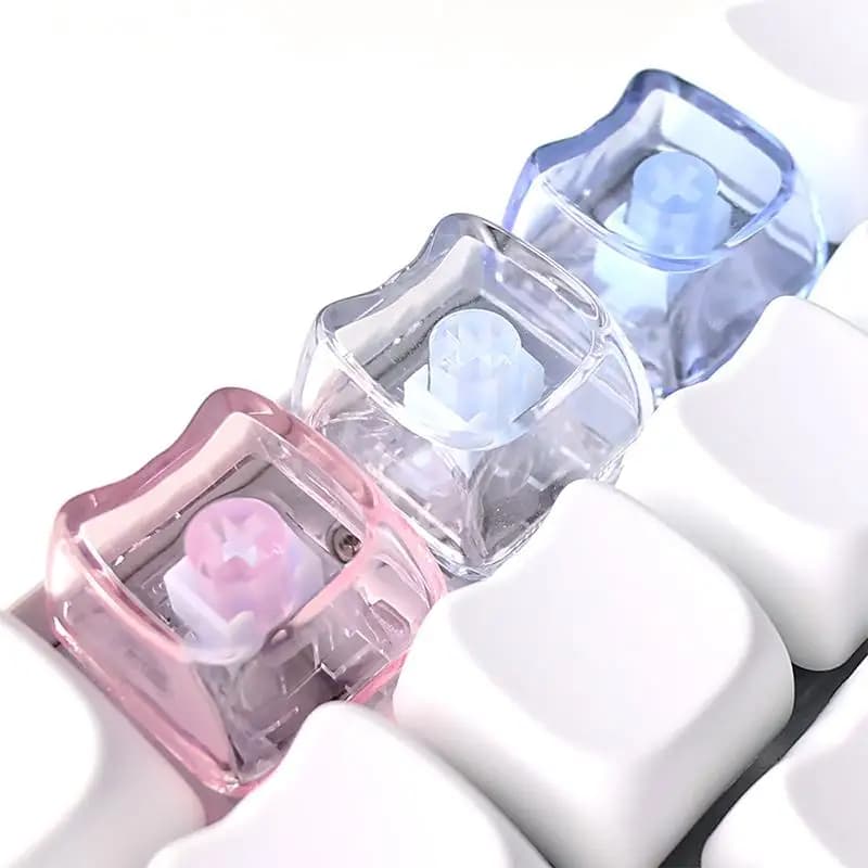 10/20pcs Transparent Cute Cat Keycaps PBT 1U Blank MAO Profile for Custom Mechanical Keyboard Modification