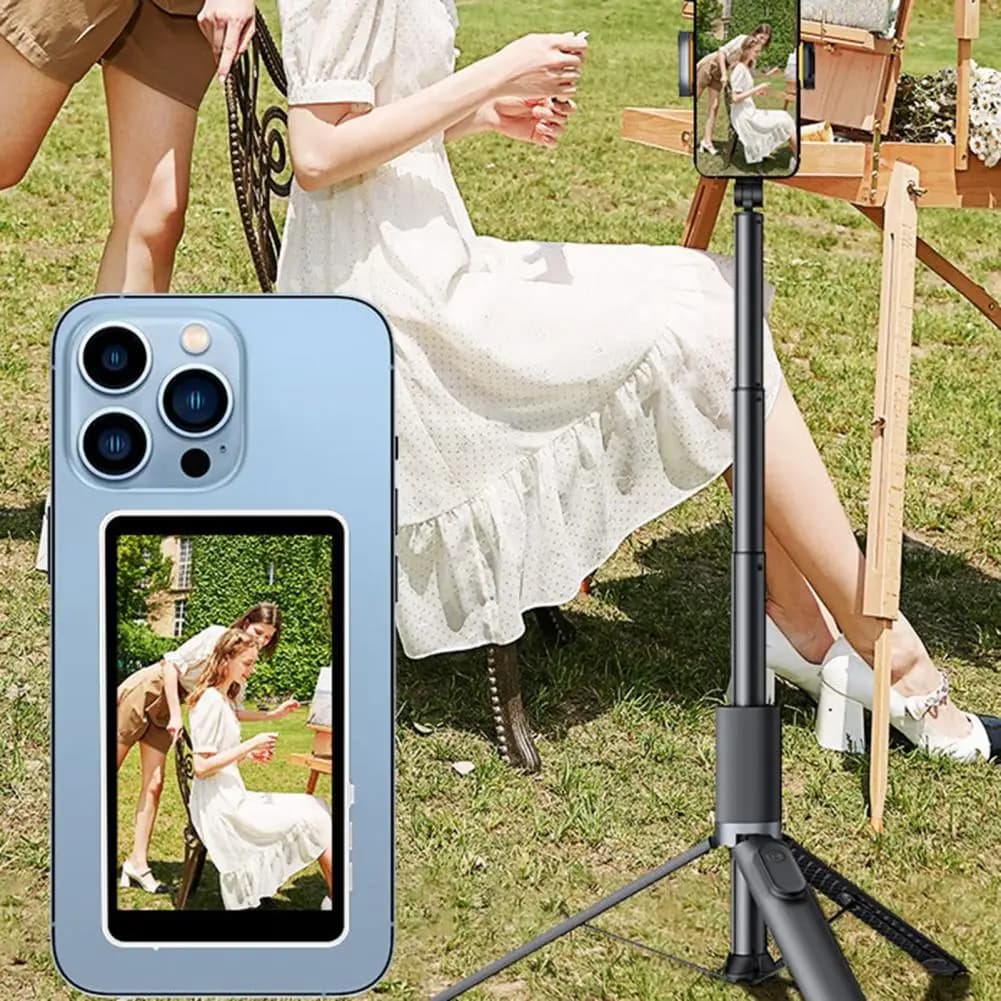 Schermo di registrazione a mani libere Proiettore Schermo per selfie wireless con telecomando per fotocamera posteriore per vlogging a mani libere