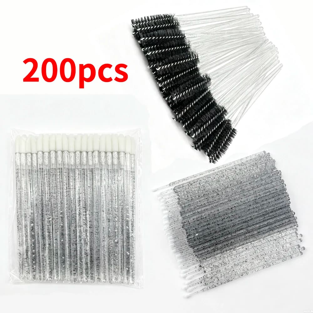 200pcs Disposable Crystal Lip Brush Eyelash Extension Mascara Applicator Lipstick Wands Cosmetic Makeup Brushes Tools