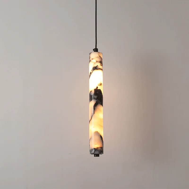 Natural Stone Suspension Lamp with Luxury Black Cylinder High-end LED Cement Lamp Living Room Decoration Suspension Lights for Home