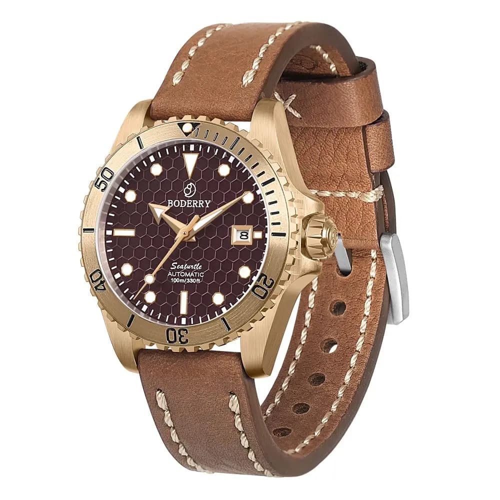 BODERRY Orologio automatico da uomo 40mm Orologio da polso meccanico in bronzo Diver 10ATM Specchio zaffiro impermeabile luminoso Miyota 8215
