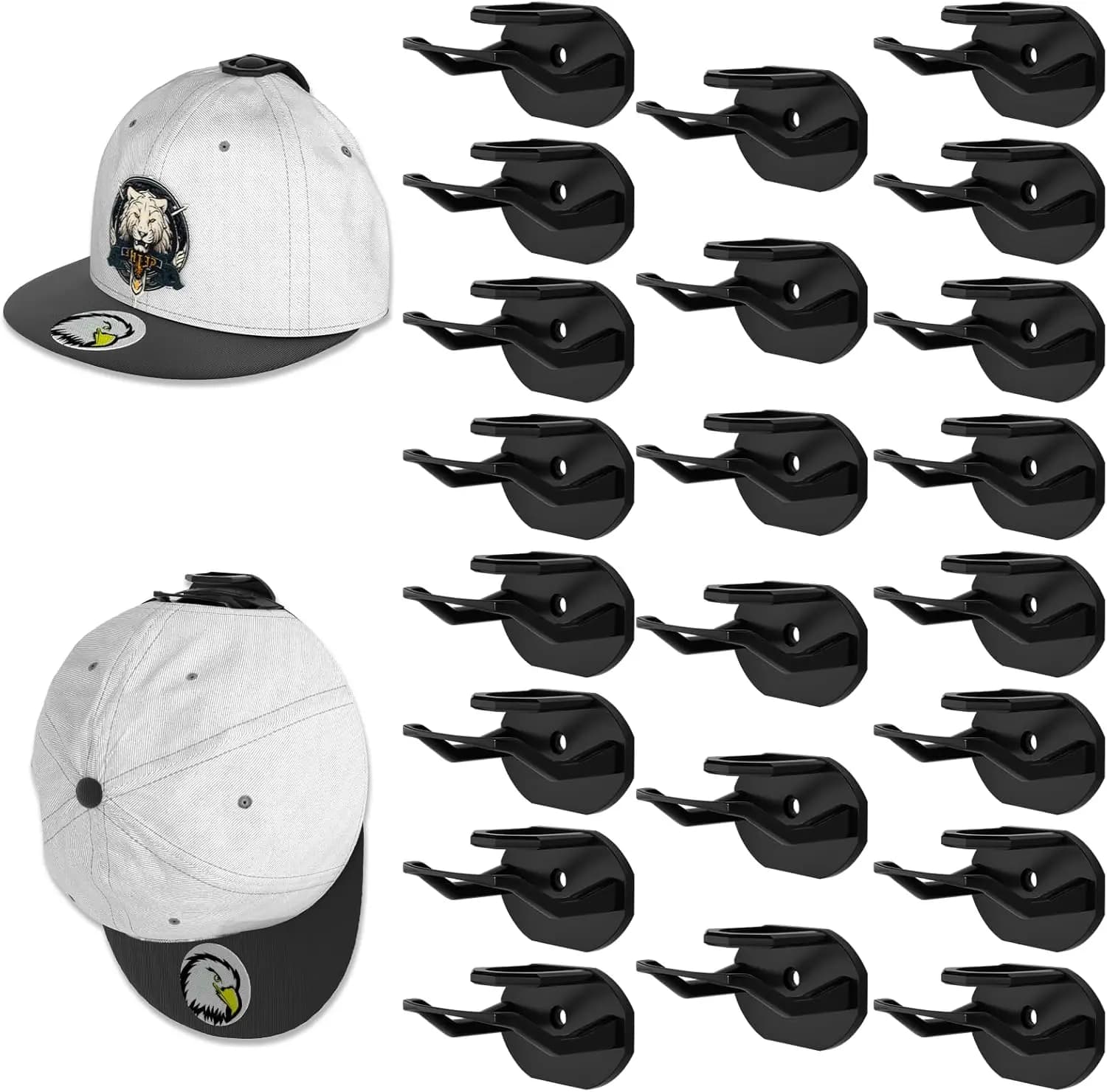 22 Pack Adhesive Hat Hooks for Wall, Super Strong Hat Rack for Baseball Caps, Hat Organizer Display for Home Decor, Hat Hangers