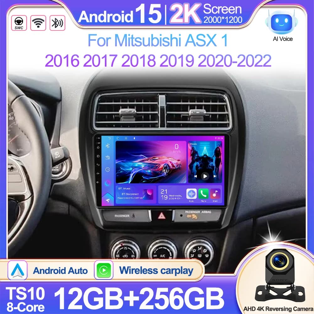 Autoradio Android 16 per Mitsubishi ASX 1 2016-2022, Lettore Multimediale Video GPS Stereo con Carplay e 4G