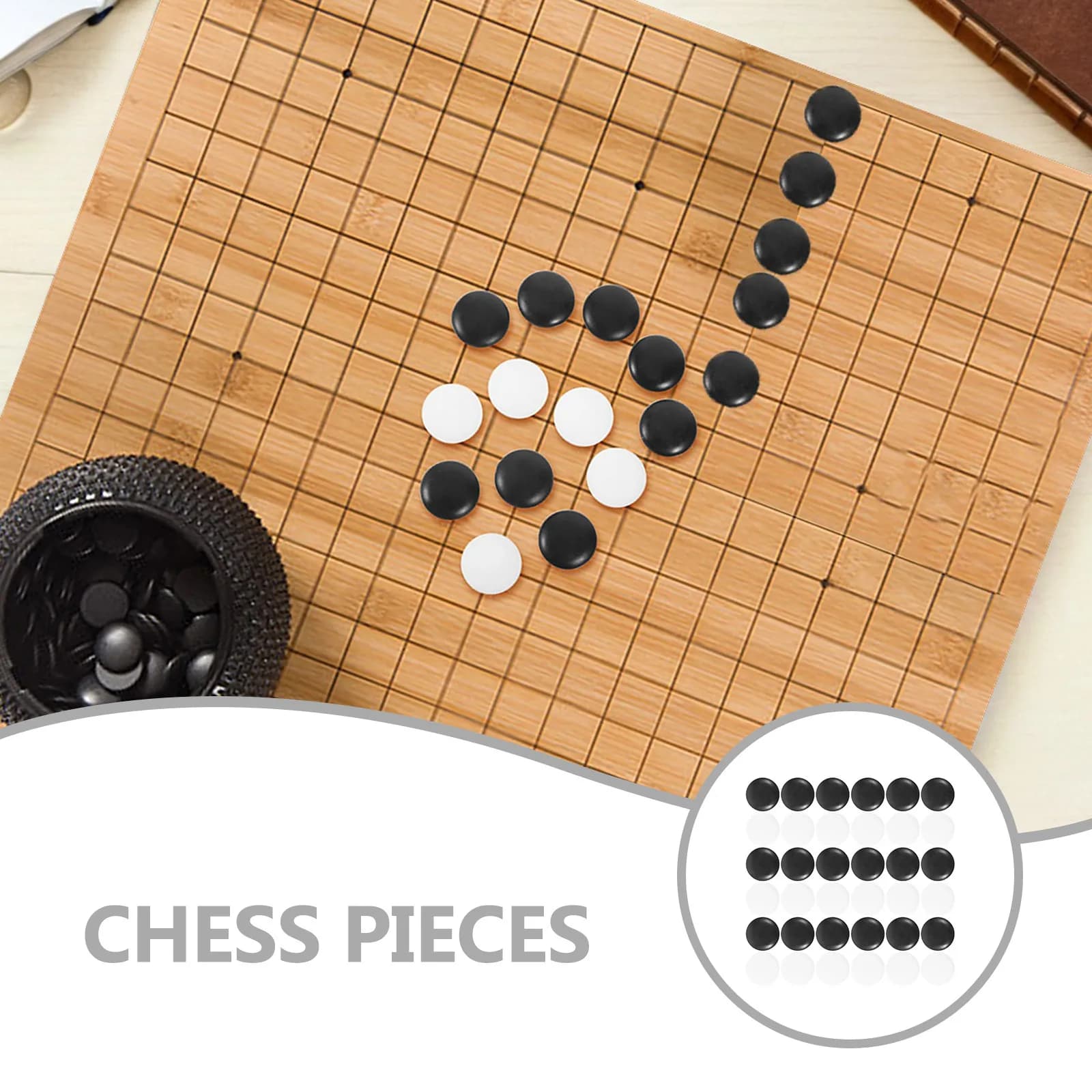 200 pezzi di scacchi artigianali per il gioco Go, in resina, finemente lucidati, senza sbavature, impugnatura comoda, ideali per scuole, club, casa