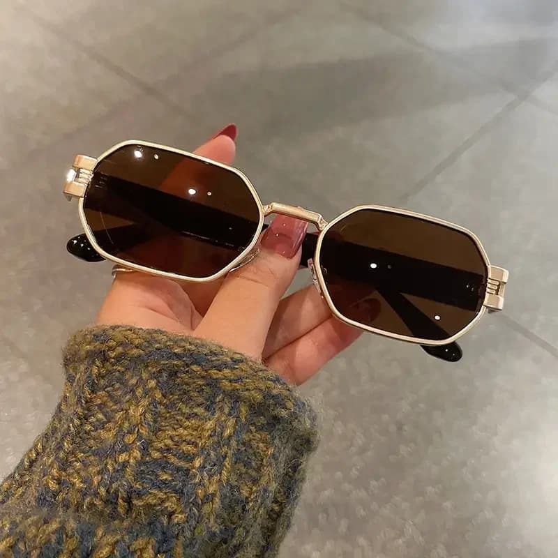 Occhiali da Sole Vintage Quadrati per Donna e Uomo, Montatura in PC, Occhiali da Sole Rettangolari, Occhiali da Vista per Uomo e Donna