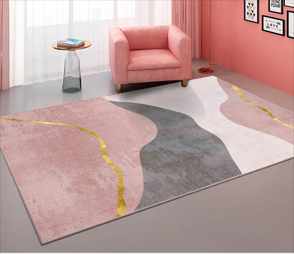 VIKAMA Moderno Semplice Rosa Soggiorno Tappeto Decorazioni per la casa Ragazze Camera da letto Letto Coperta Grande Divano Tavolino Guardaroba Tappetino