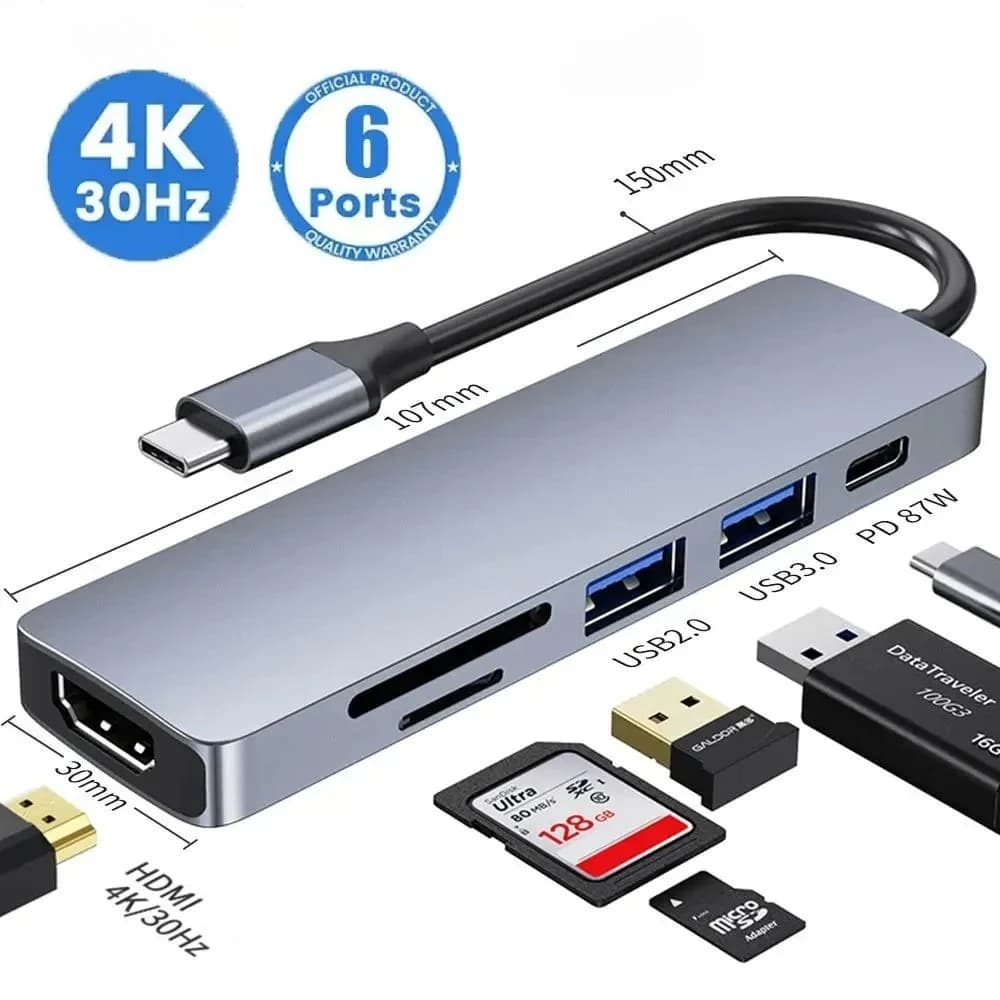 Hub USB C Type C 3.0 4K HDMI SD TF Card PD Quick Charge Splitter Docking Station Hub for MacBook Computer phone
