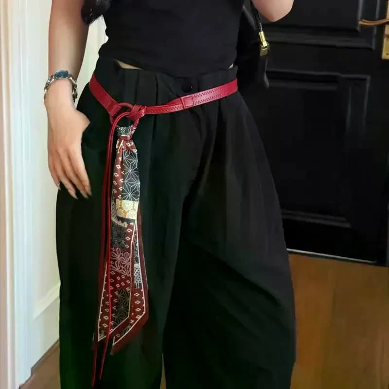 Cinture stile nodo senza foro alla moda Cintura sottile in pelle PU Cintura decorativa per jeans da donna