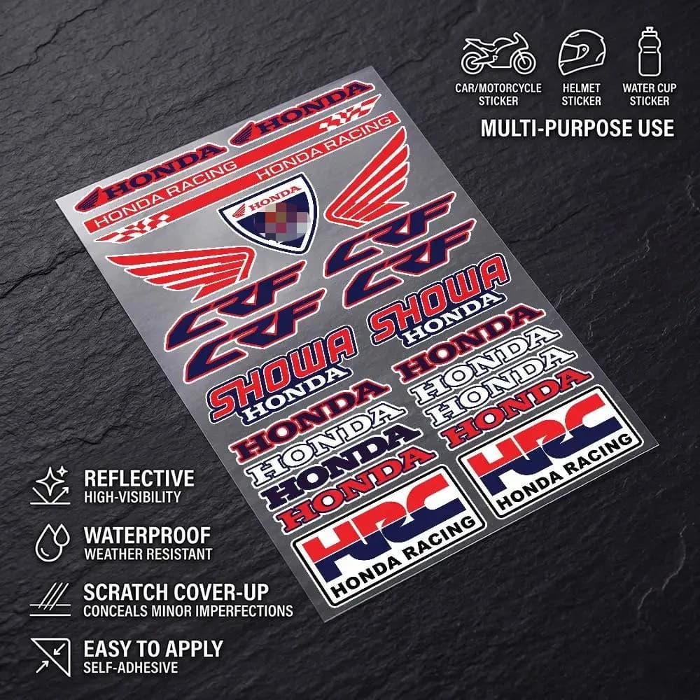 FOR HONDA RACING Universal Waterproof Reflective Decorative Decals Scratch Hide For Car Motorcycle Helmet Fridge
