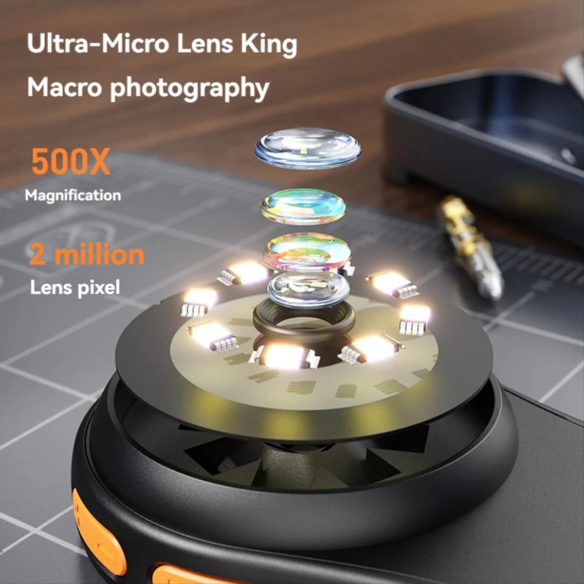 Microscopio digitale BOFO 500X Microscopio video moneta 1080P da 2,0 pollici con lente d'ingrandimento con 8 LED per riparazioni elettroniche