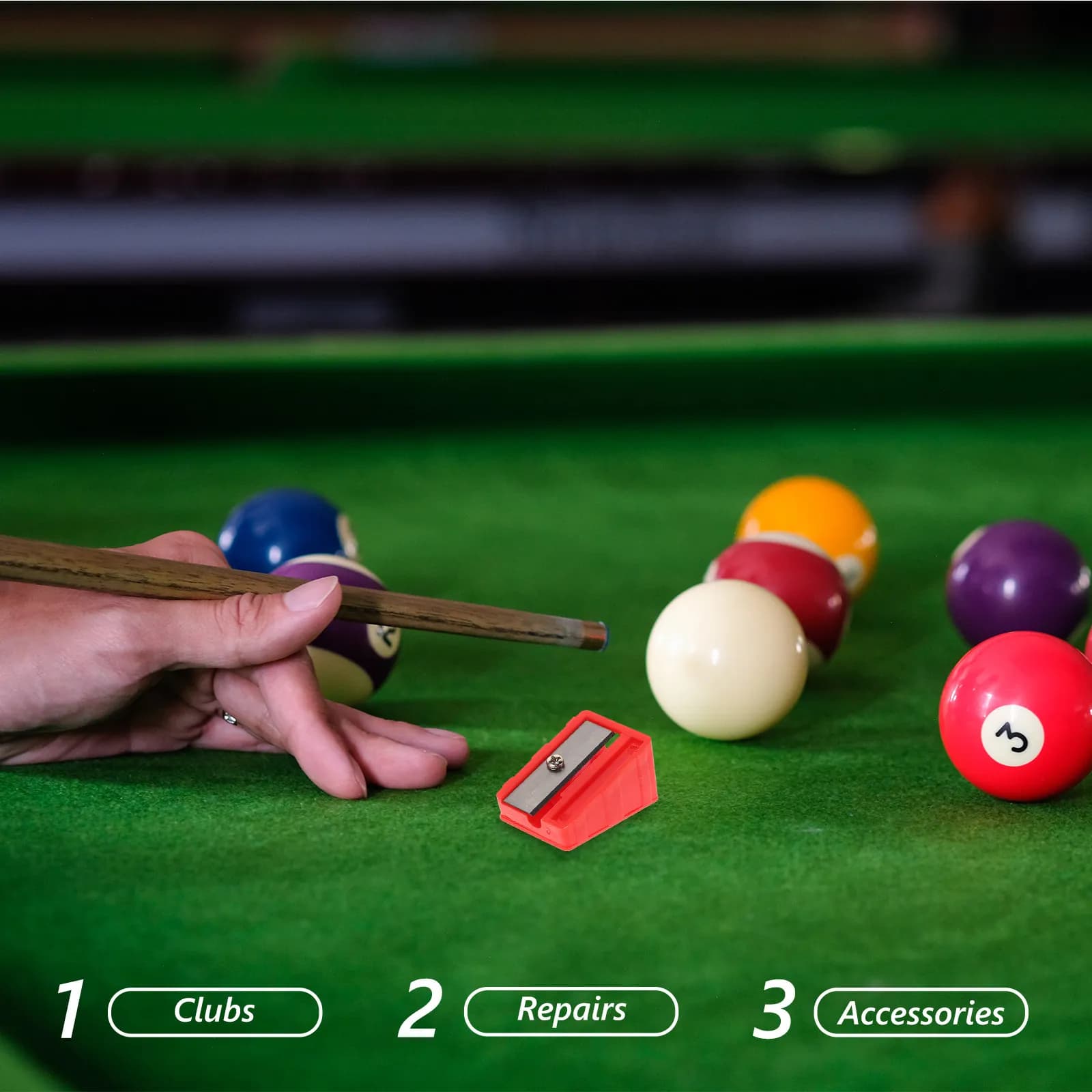 Kit di Riparazione per Punte di Stecche da Biliardo, 5 Pezzi, Strumento Portatile di Facile Utilizzo, Accessori per Manutenzione per Giochi di Biliardo