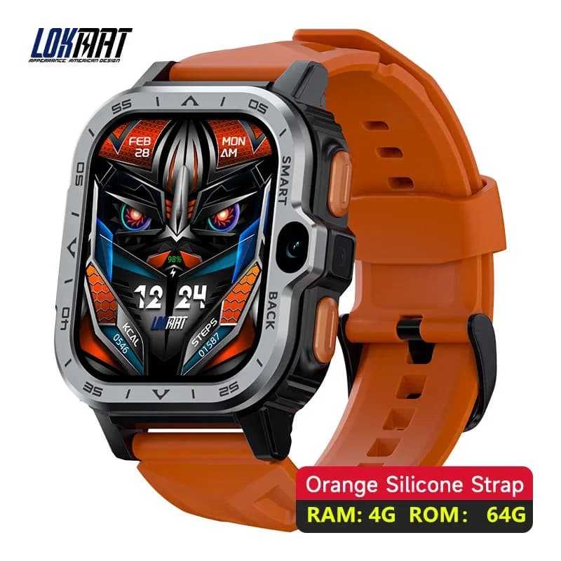 LOKMAT APPLLP 4 MAX Android GPS Smart Watch Touch screen quadrato Cardiofrequenzimetro Doppia fotocamera Wifi 4G Chiamate di rete Wacth Telefono