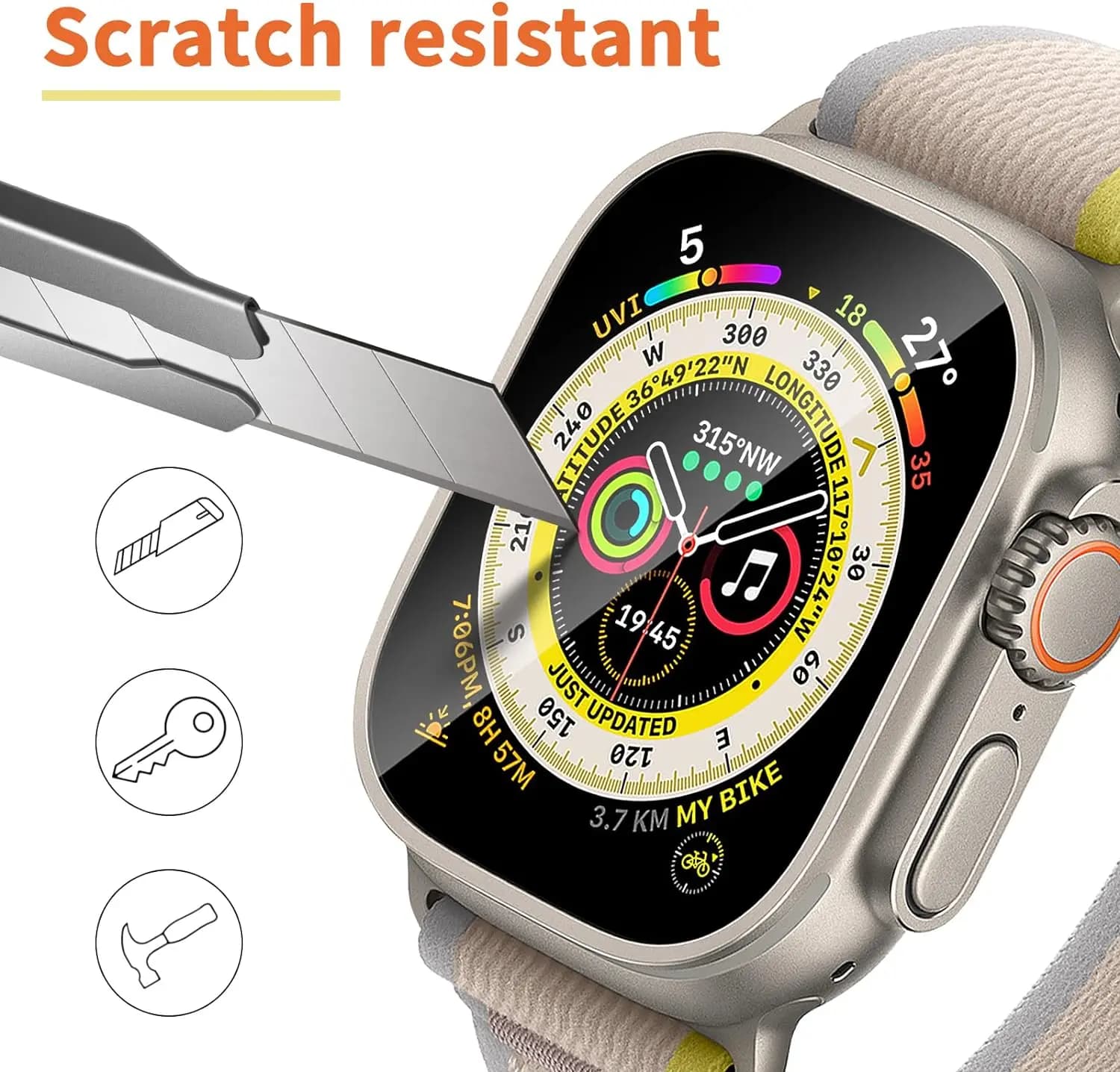 Custodia protettiva per schermo in vetro temperato per Apple Watch Series Ultra 2 3 1 49MM 49 MM Accessori per pellicola protettiva di protezione