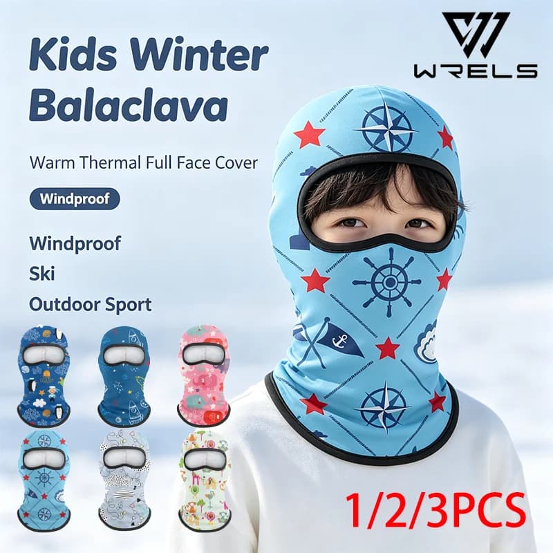 1/2/3PCS Children Balaclava Winter Mask Windproof Skiing Running Full Face Neck Hood Motorcycle Anti-Cold Thermal Kids Face Mask
