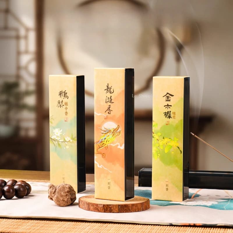 Bastoncino di incenso naturale portatile da 10 cm Ambergris/Fiore di osmanto/Pera d'oca/Purifica l'aria calma la mente Joss Stick