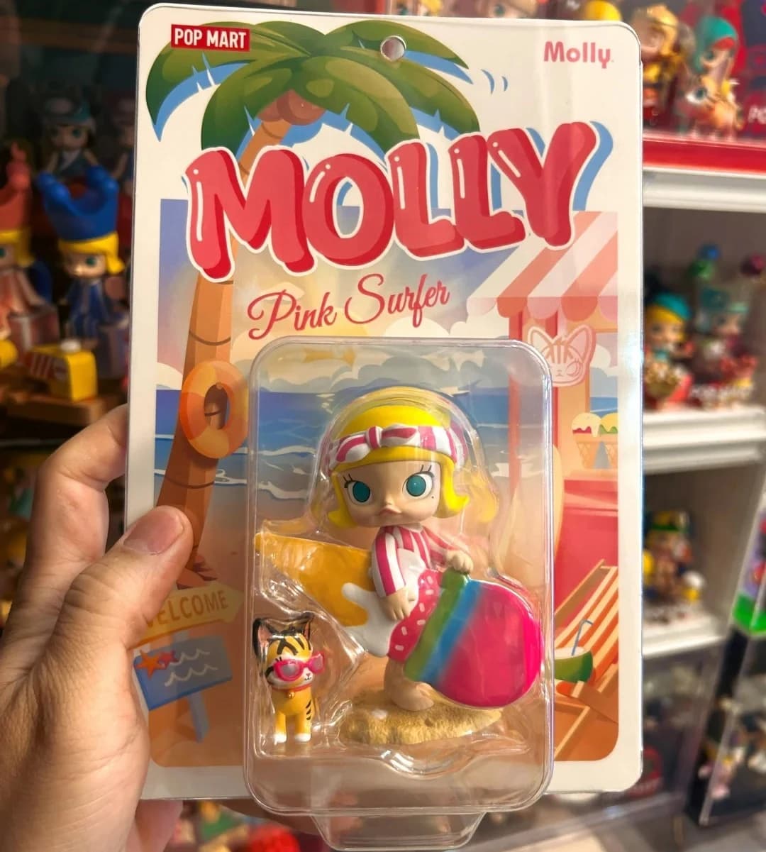 POP MART Molly Sweetheart Surfer fatto a mano bambola carina giocattolo giocattoli fatti a mano Kawaii Anime Action Toys regali a sorpresa