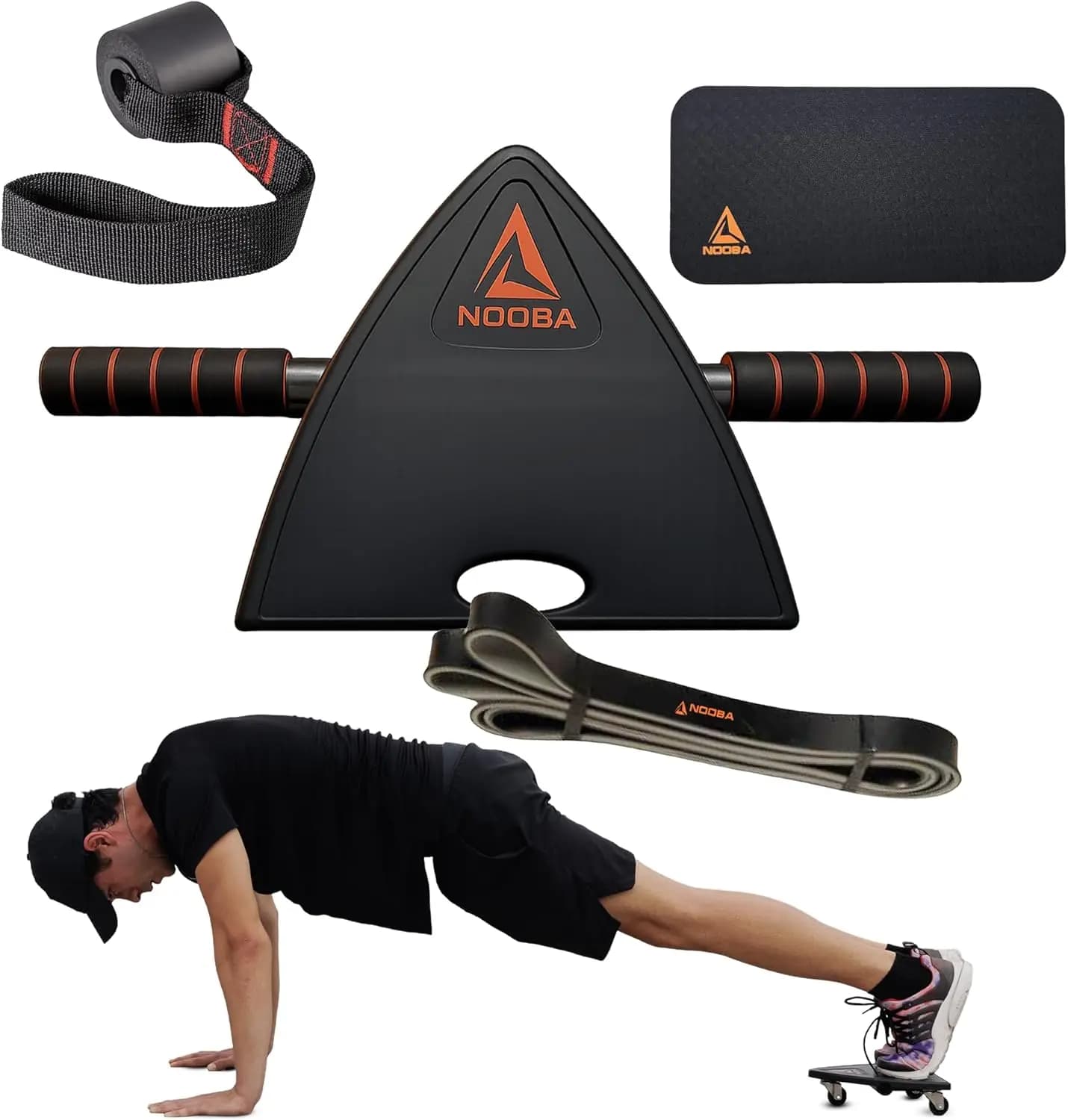 Nooba Ab Roller Wheel Kit – Ab Wheel Roller for Core Training & Home Fitness, Includes Resistance Bands, Anchor &Knee mat | Dura
