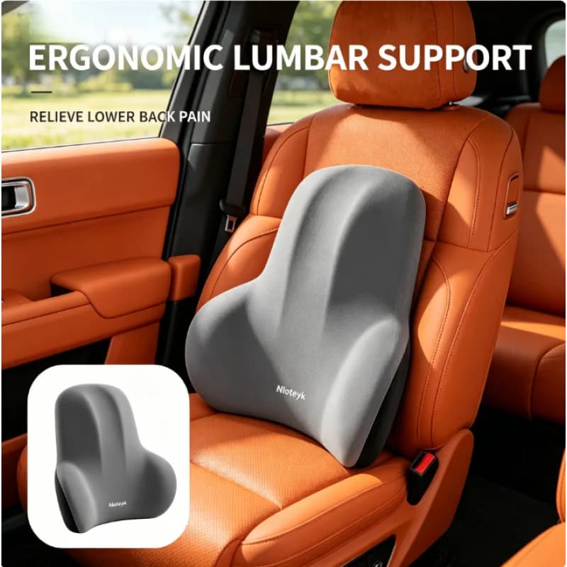 Set di 2 Cuscini in Memory Foam per Seduta e Supporto Lombare 2 in 1 Grigio per Ufficio e Auto, Sollievo dal Dolore alla Schiena, Regalo per le Vacanze