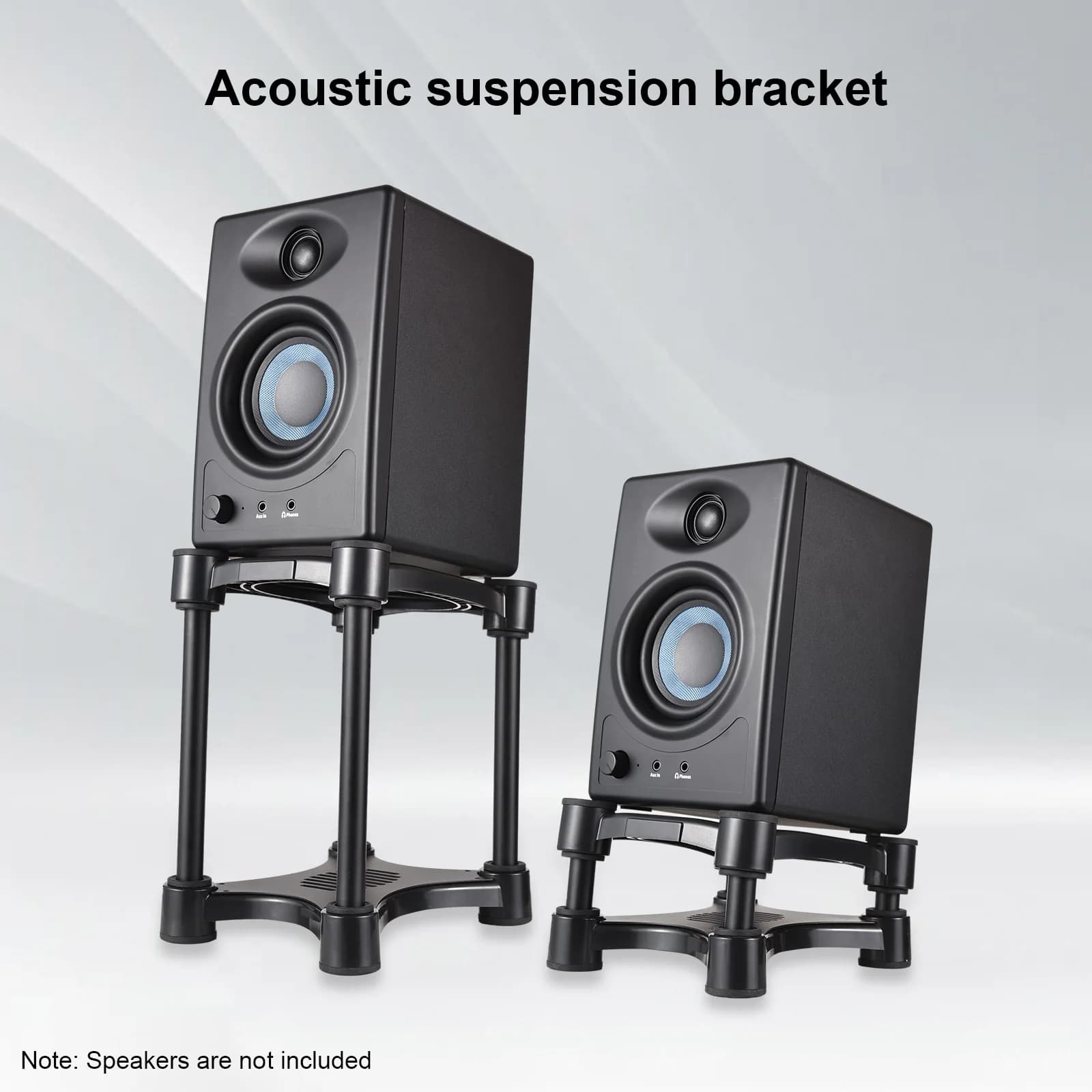 Supports for Desk Speakers, Audio Bracket for Monitor with Shock Absorber, Adjustable Inclination Angle, Anti-slip and Stable Suction Cups