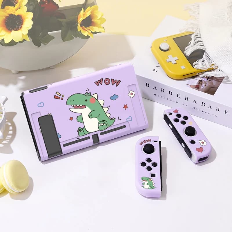 Simpatica custodia protettiva per dinosauri per Switch Oled, Cover morbida in TPU sottile per Console Nintendo Switch, accessori per giochi NS
