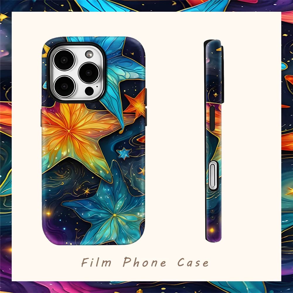 Custodia per telefono Galaxy Starfish Art per iPhone 17AIR 16E 16 15 14 13 12 11 17 Pro Max Plus, cover posteriore a doppio strato