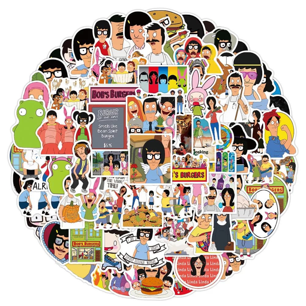 10/30/50/100pcs Cartoon Bobs Burgers Graffiti Stickers Decoration DIY Laptop Motorcycle Phone Case Car Waterproof Sticker Decals