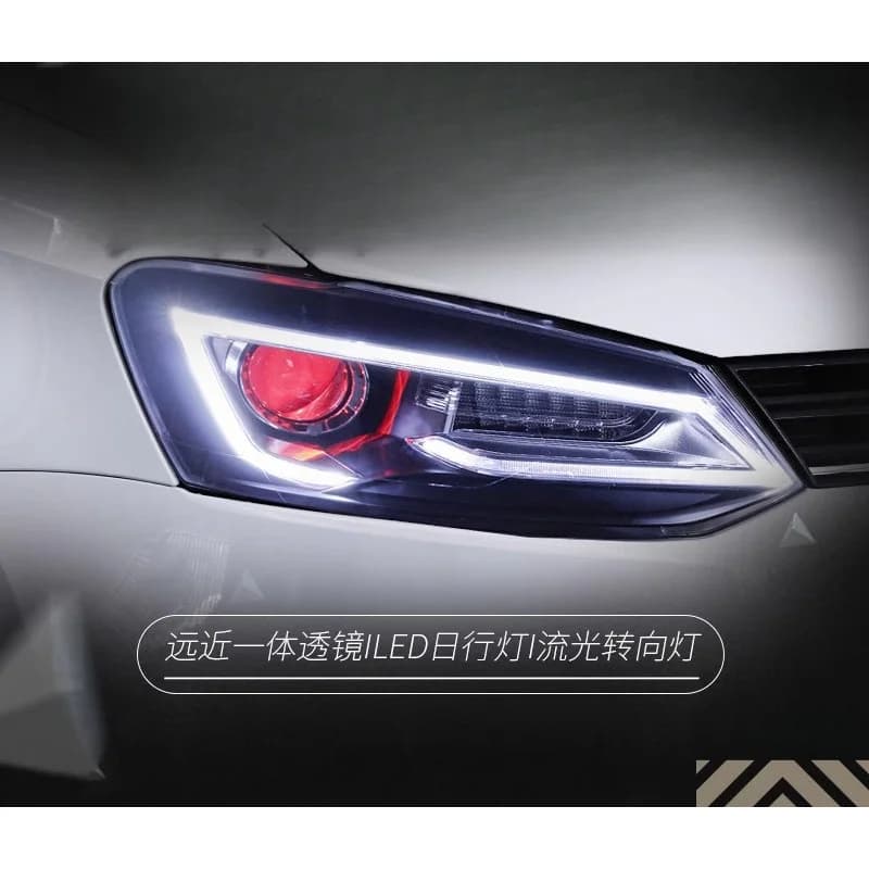 Faro Anteriore Modificato per Volkswagen Nuova Polo con Luci Diurne a LED, Indicatori di Direzione Dinamici e Lente Xenon