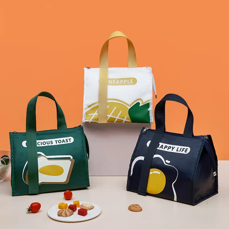 Fashionable Large Capacity Student Lunch Box Bag Simple Thick Waterproof Insulated Bento Bag Handheld Design for Easy Carry