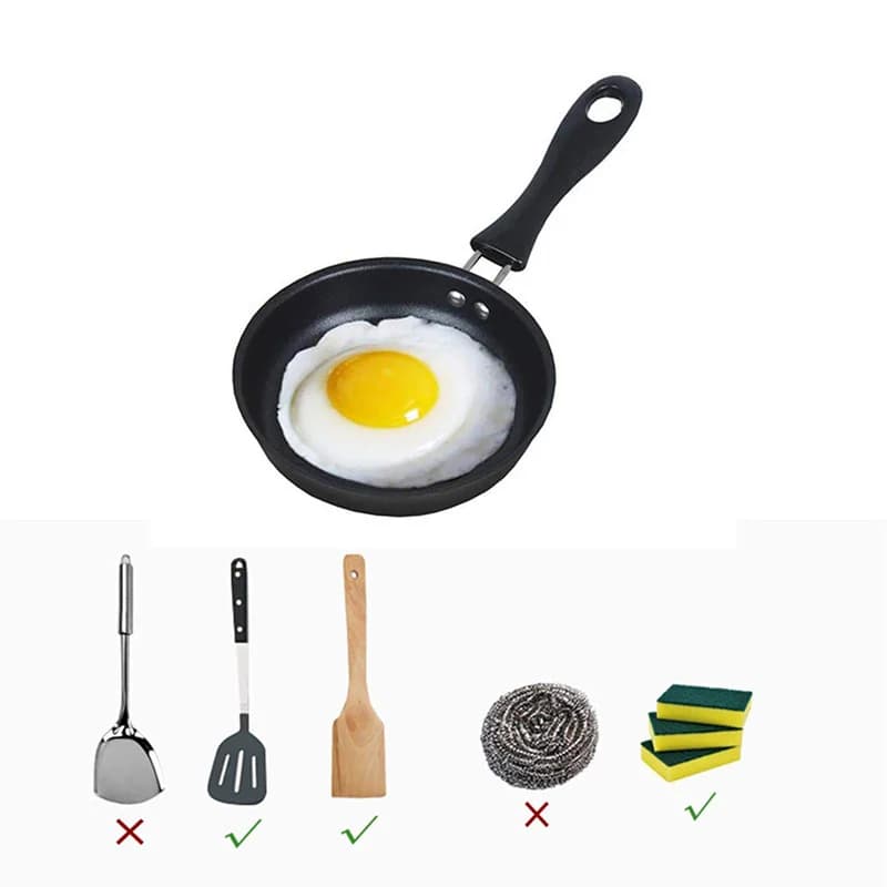 Padella Antiaderente per Uova e Omelette, Mini Pentola in Ghisa da 12 cm per Friggere e Preparare Pancake