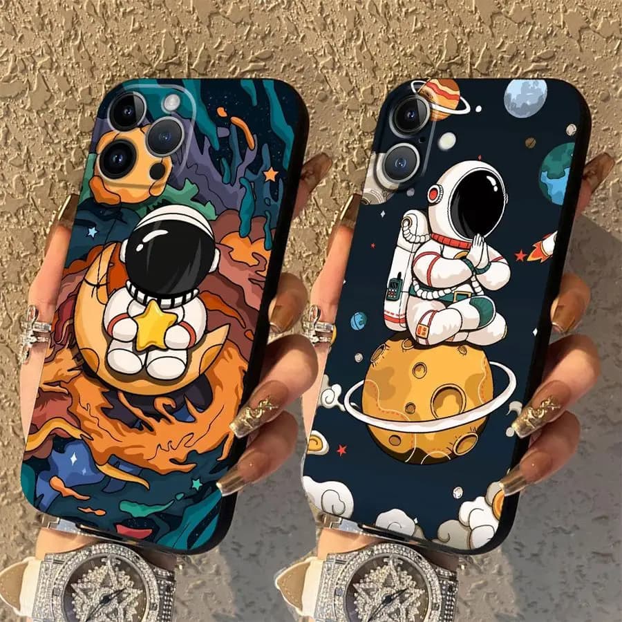 Custodia per Apple iPhone 17 Pro Max 14 XR XS MAX 11 15 Pro 7 8 12 16 13 Air, Cover per Telefono alla Moda con Astronauta Carino