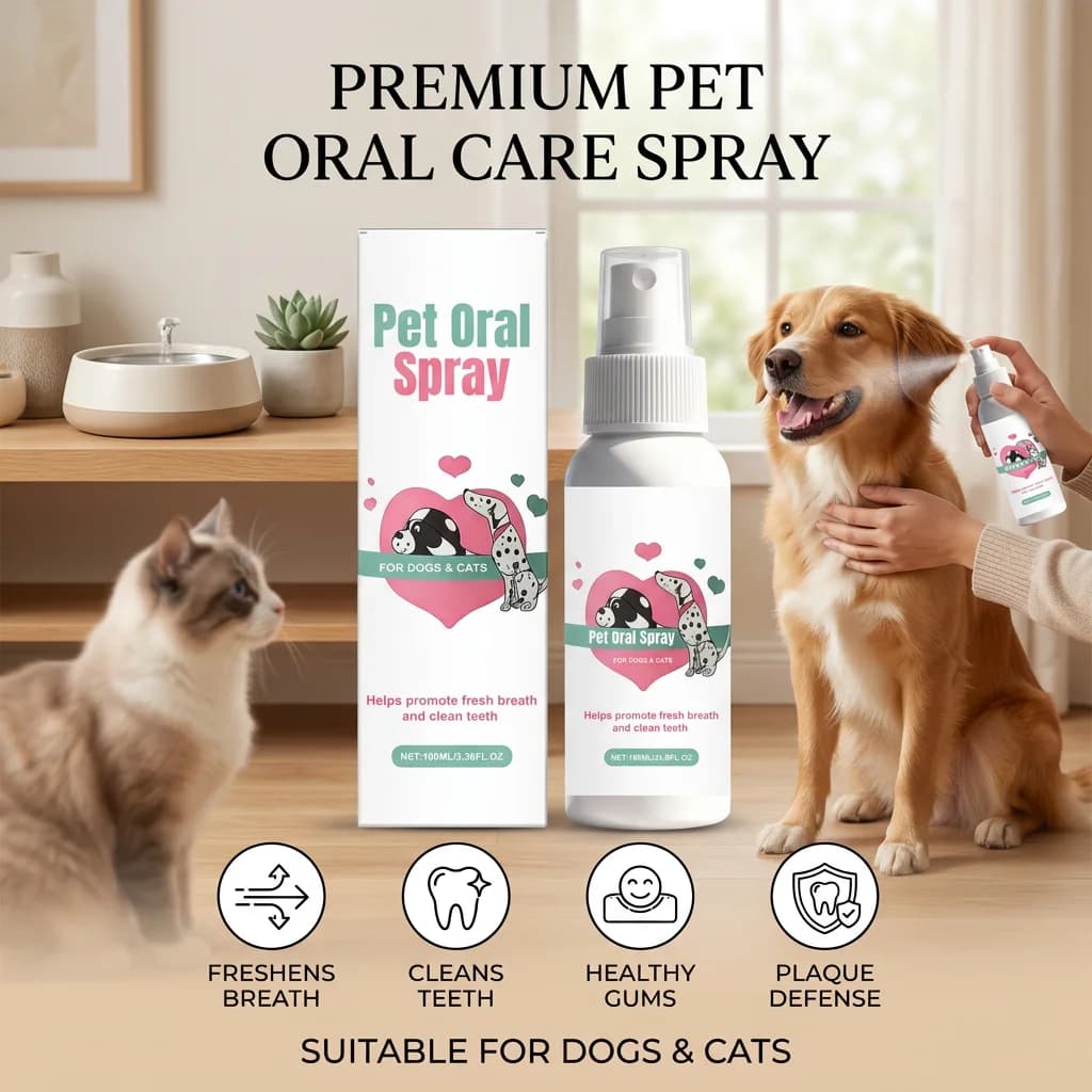 Pet Oral Care Spray Removing Plaque & Dental Tartar Soothing Gums Eliminate Odor Pet Teeth Cleaning Spray Daily Oral Maintenance