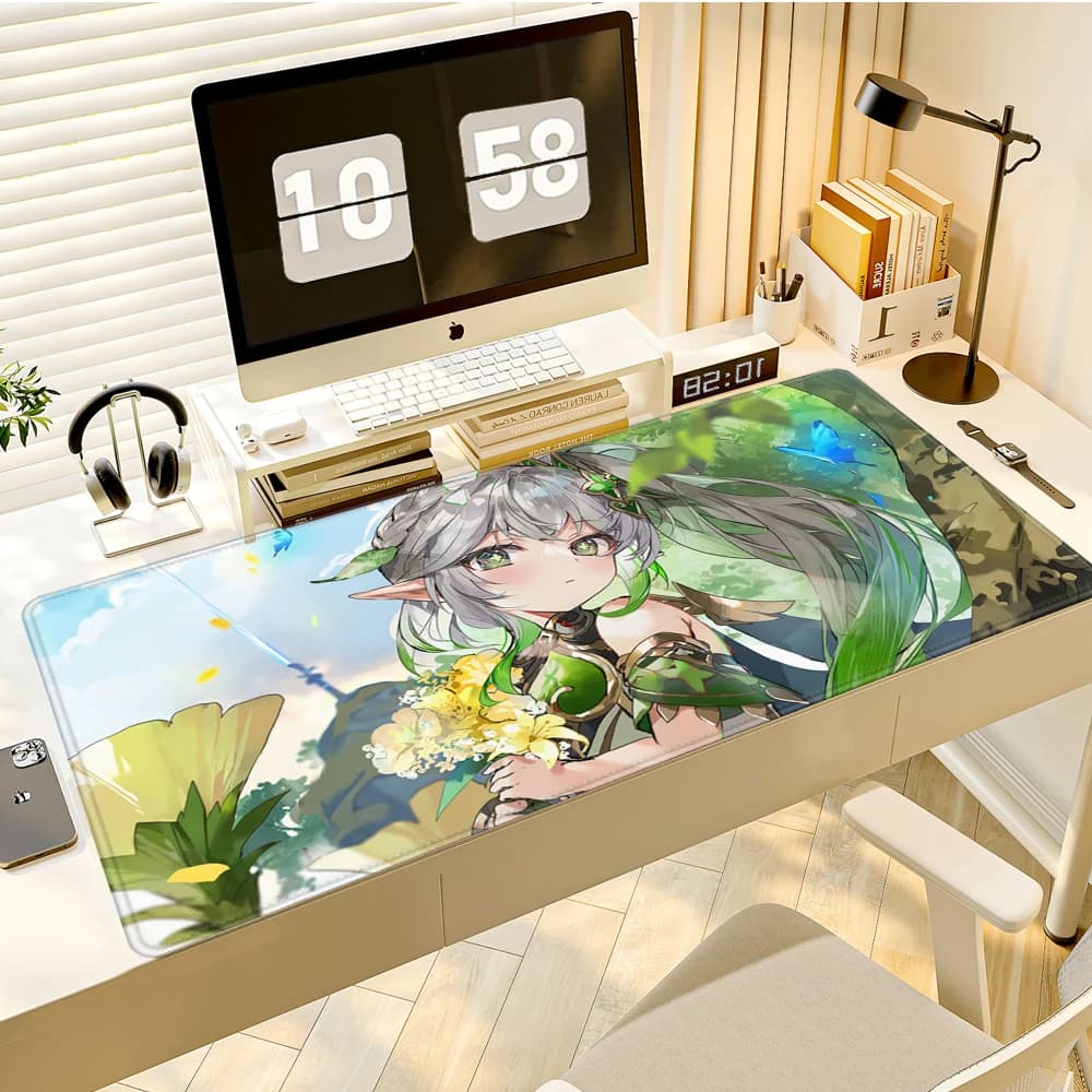 Tappetino per mouse Nahida Genshin Impact, grande tappetino da gioco con bordi rinforzati, per tastiera e computer, HYBXAXC 900x400, XXL