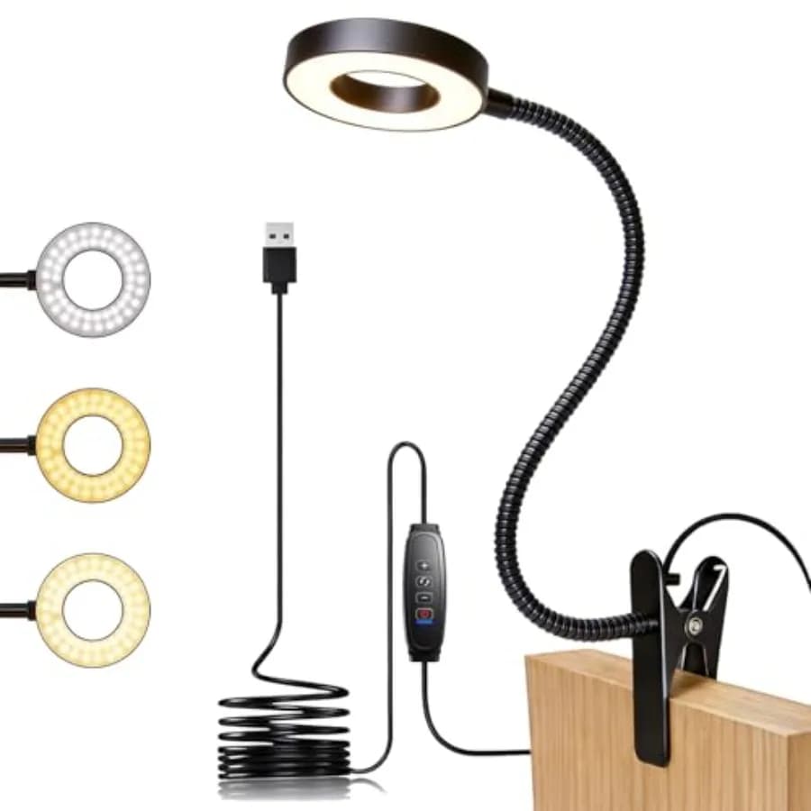 Clip on Light, LED Book Light for Reading in Bed, 48 LED Desk Lamp with Clamp, 3 Color Modes and 10 Brightness, 15" Flexible Go