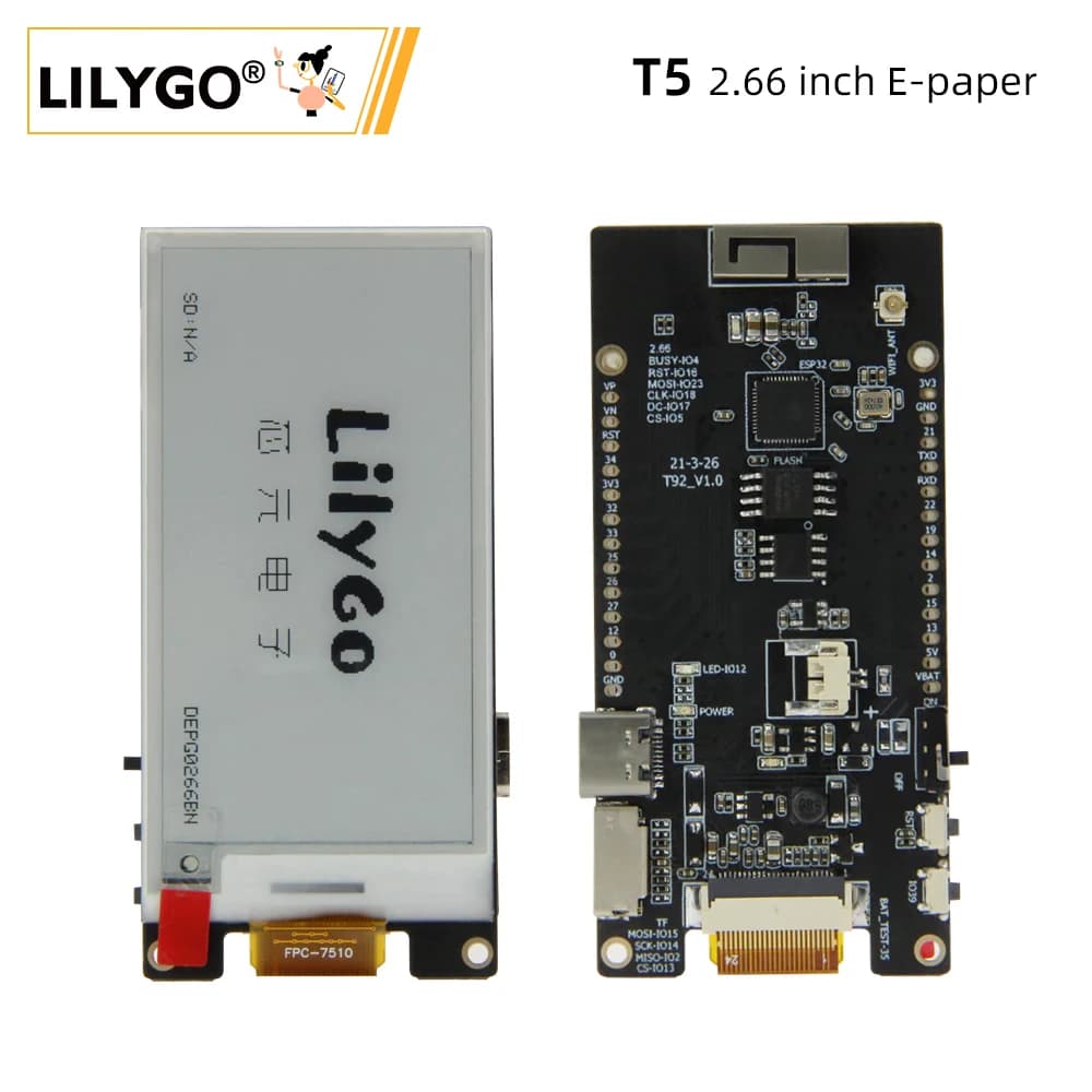 LILYGO® TTGO T5 2.66-Inch E-Paper da 2.66 pollici modulo ESP32 con wi-fi Bluetooth compatibile T-U2T Download da USB a TTL per Arduino