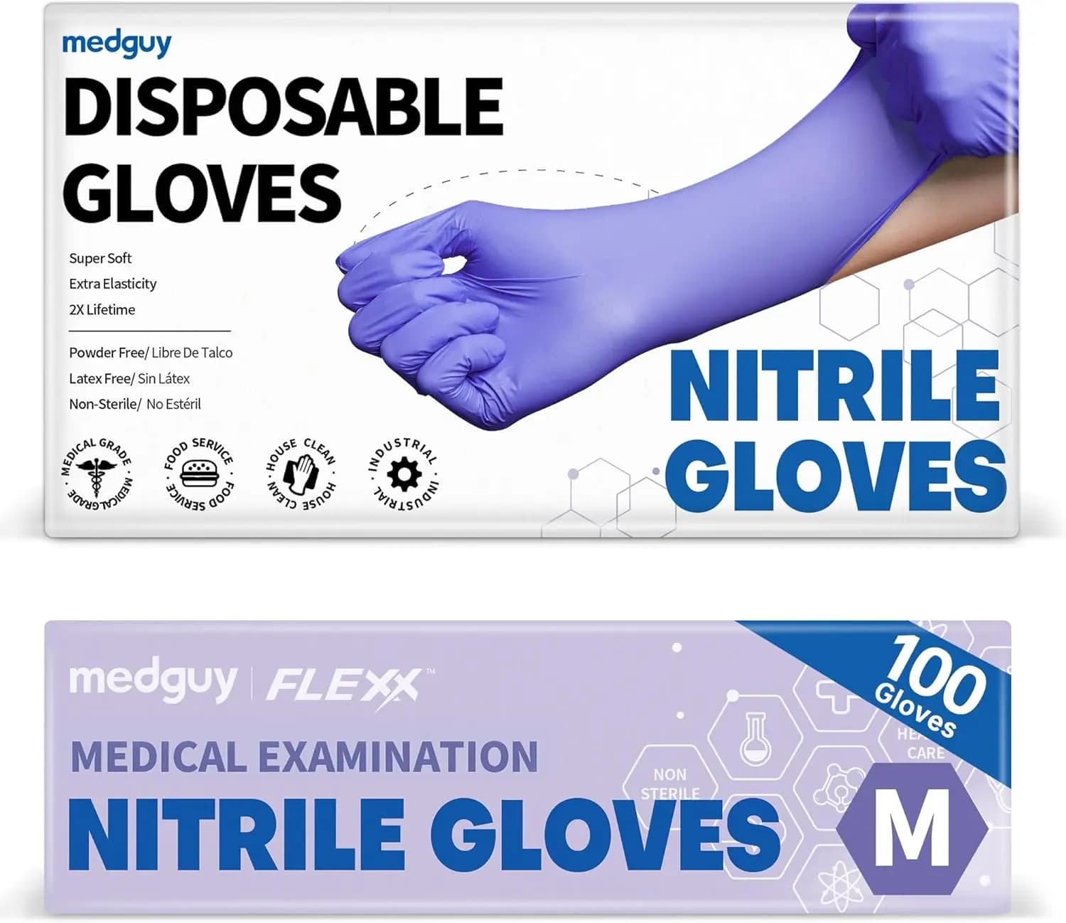 Guanti in Nitrile Blu-Violetto, 4 Mil Senza Polvere Senza Lattice Monouso per Cucina e Pulizia, 100 Pezzi