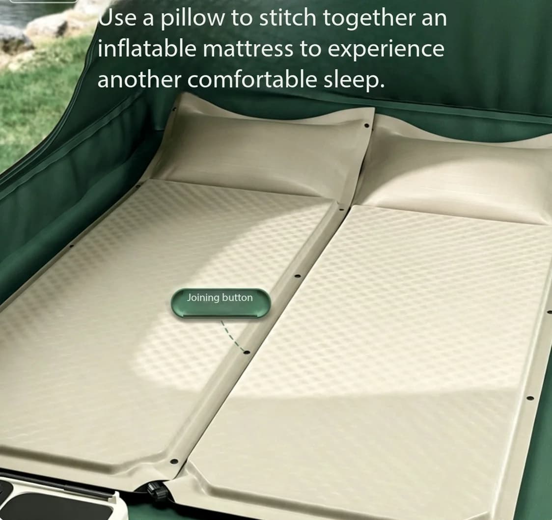 Single/Double/3‑Person Splicable Auto Inflatable Sleeping Pad,Moisture Proof Outdoor Air Bed for Family Camping Tent Backpacking