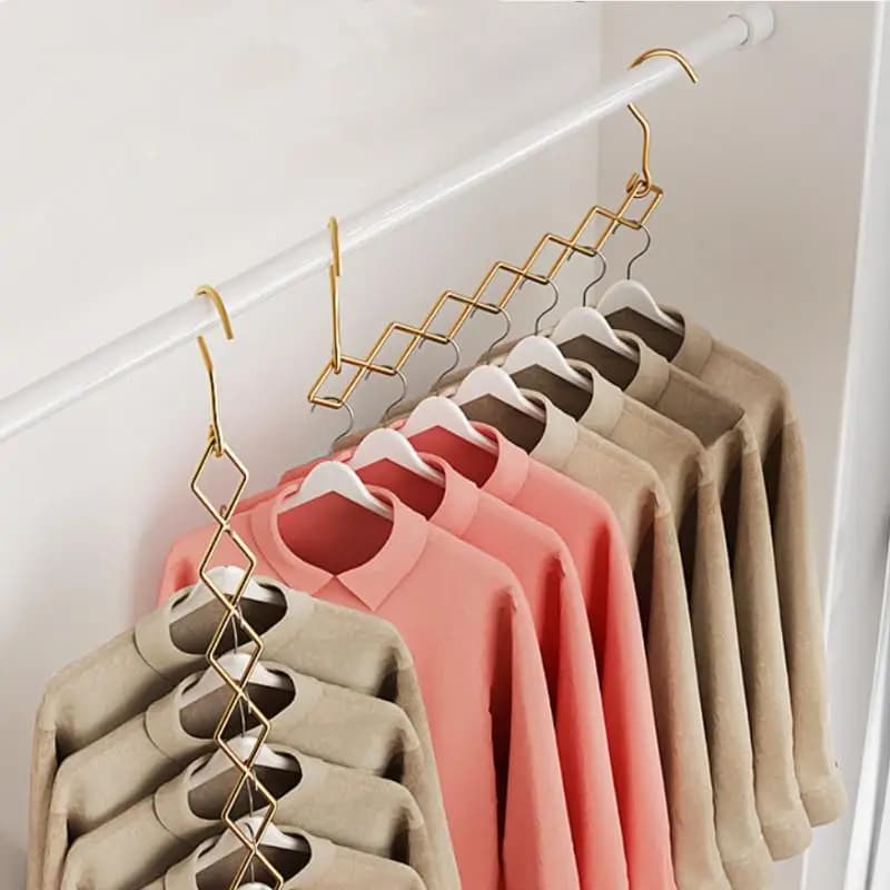 Magic Space Saving Clothes Hangers Foldable Closet Organizer Wardrobe Clothing Cascading Rack 7 Slots For Pants Dresses Coats
