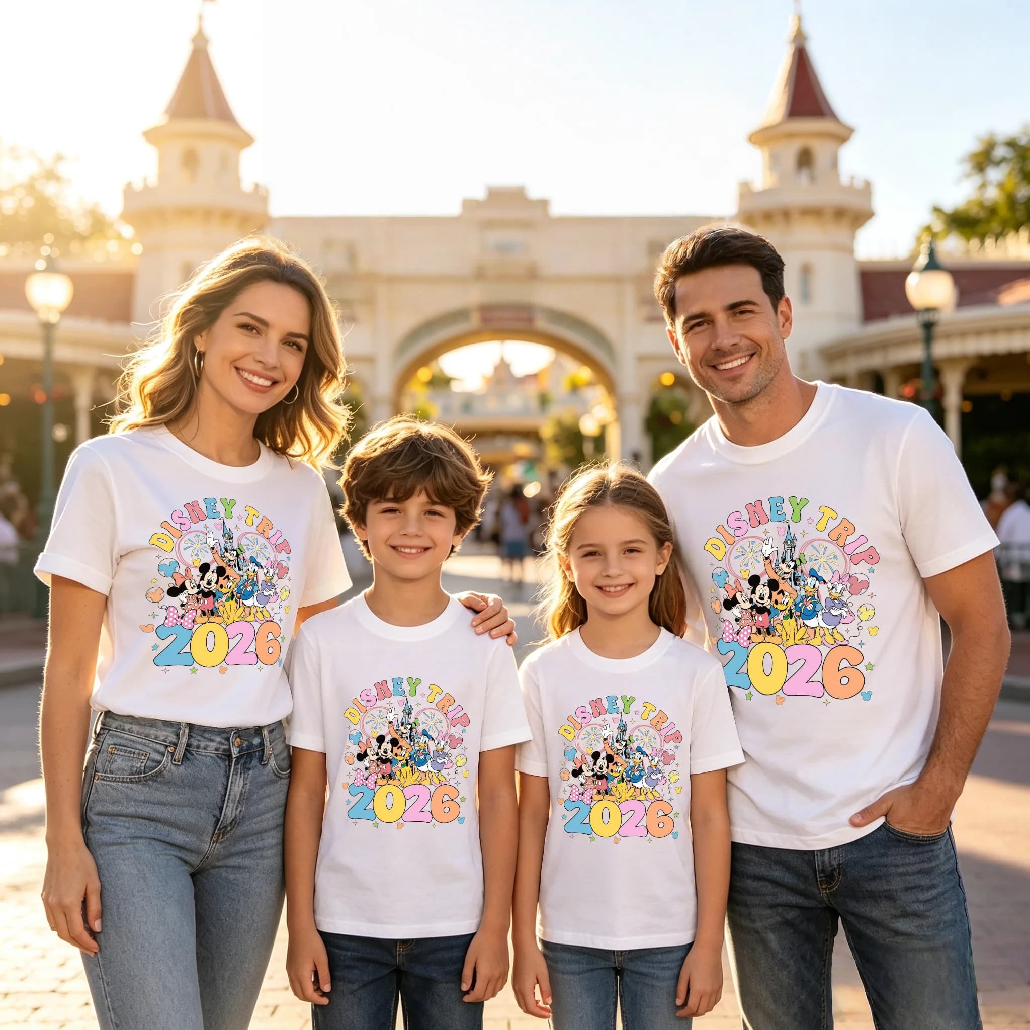 Disney Family Vacation 2026 T-Shirt Magic Castle Cartoon Mouse Matching Family Tees Where The Magic Begins Short Sleeve Tops