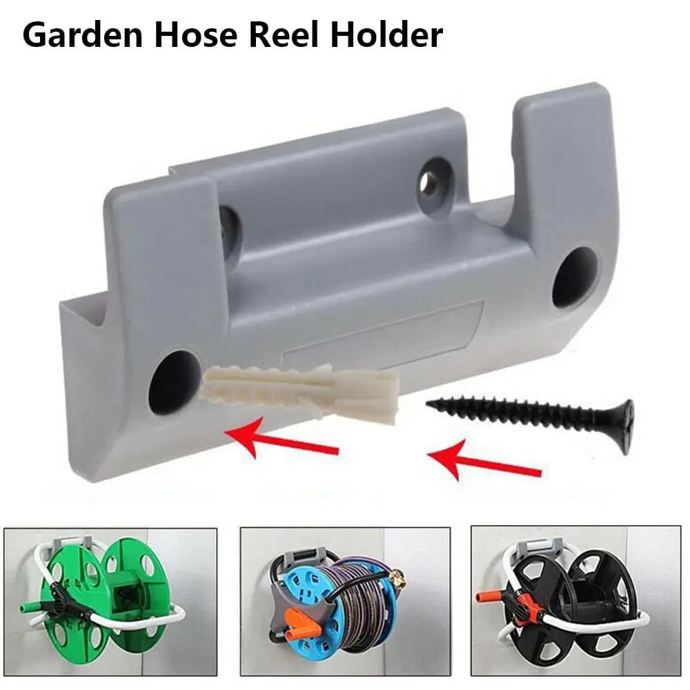 Plastic Garden Hose Reel Holder Wall Mounted with Expansion Screws Wall Mounted Hanger Grey Pipe Holder