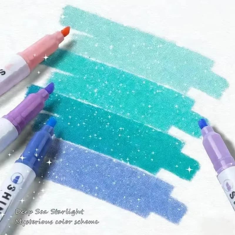 4 Colors Pastel Glitter Highlighters For Students Kids Drawing Notes Notebook Highlight Marker Pencil School Writing Supplies