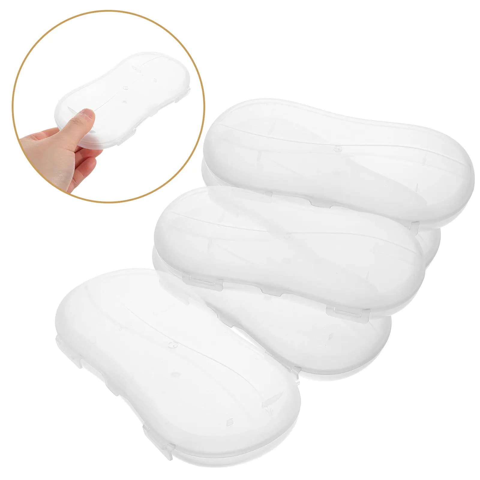 Set di 5 Scatole di Plastica Trasparente per Conservazione, Organizzatore Portatile per Ciucci, Porta Spazzolino da Viaggio, Custodia Protettiva Compatta