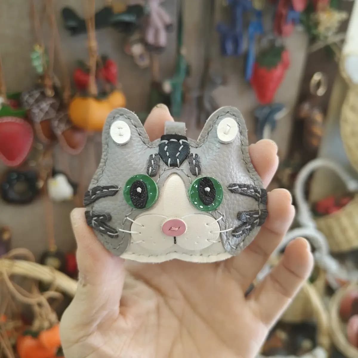 Portachiavi con ciondolo per borsa Puramente Cat in vera pelle Kawaii Animal Loveliness Kitty Borse Zaino Charms Accessori regalo per gioielli