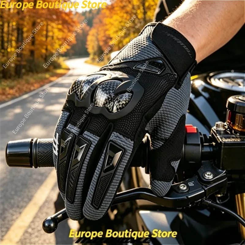 Guanti da moto in fibra di carbonio MADBIKE antiscivolo e anti-caduta, primaverili ed estivi, traspiranti, resistenti all'usura, per uomo