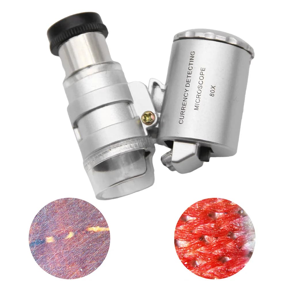 Mini microscopio tascabile con microscopio per apprezzamento dei gioielli a LED Lente d'ingrandimento portatile illuminata per l'osservazione dei gioielli