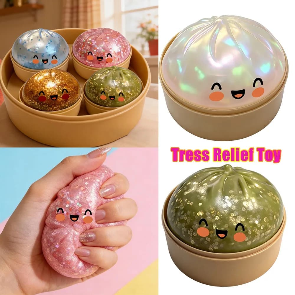 Giocattolo Squishy a Forma di Baozi, Morbido Antistress Divertente da Tascabile, Giocattolo Sensoriale per Bambini e Adulti