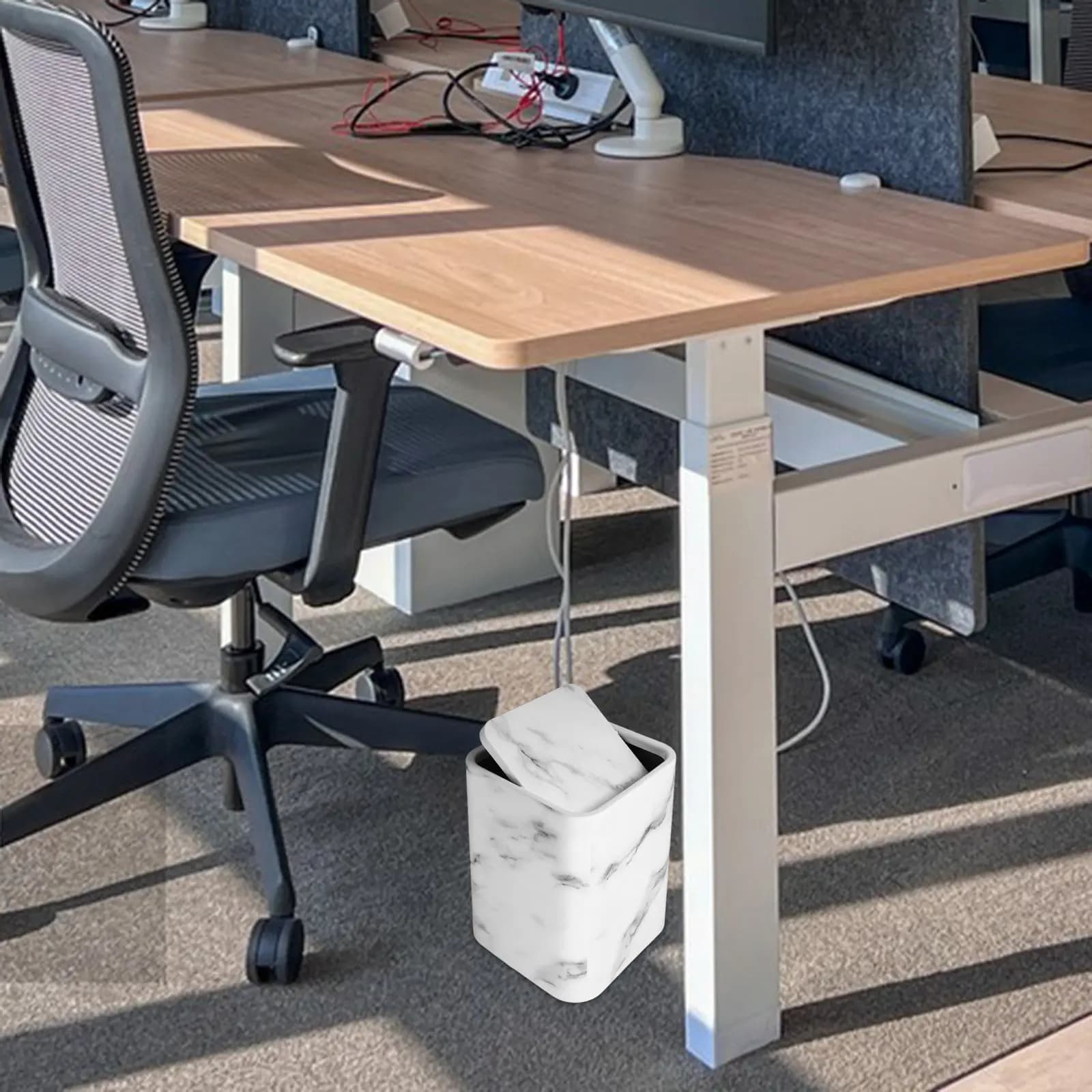 Cestino per Rifiuti di Design in Marmo Premium per Soggiorno, Cucina, Bagno, Camera da Letto, Ufficio, Contenitore per Spazzatura Resistente, Compatto e Facile da Posizionare