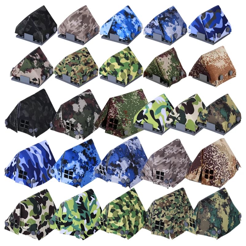 WW2 Military Camouflage Tent Building Block Soldier Figure Weapon Army Battle Field Tentage Camp Medical Tent MOC Brick Toy Gift