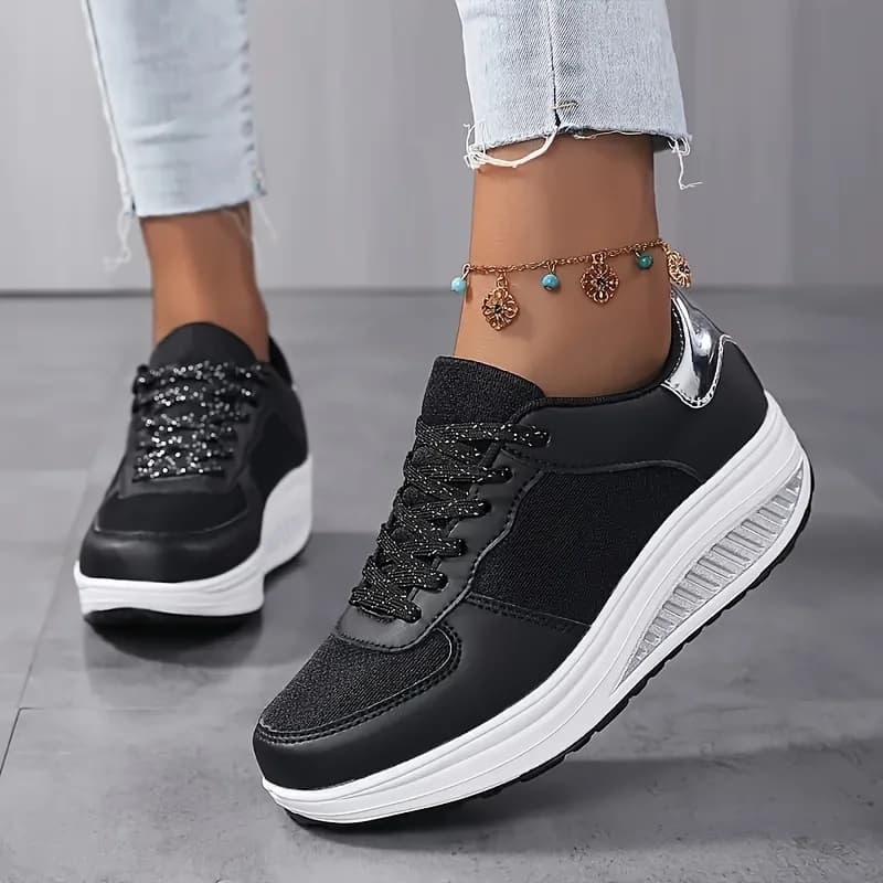 1 Paio di Sneakers da Donna con Suola Spessa per Aumentare l'Altezza, Scarpe Leggere con Piattaforma, Stabilizzanti e Antiscivolo, Casual e Lucide