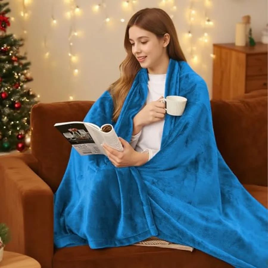 Coperta Elettrica Riscaldata 157x213 cm in Pile Flanella - 4 Livelli di Calore e Spegnimento Automatico 10H per Uso Notturno Sicuro, Riscaldamento Rapido